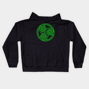 Green Celtic Triple Spiral Kids Hoodie